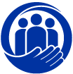 icon - illustration of employees on a hand. 