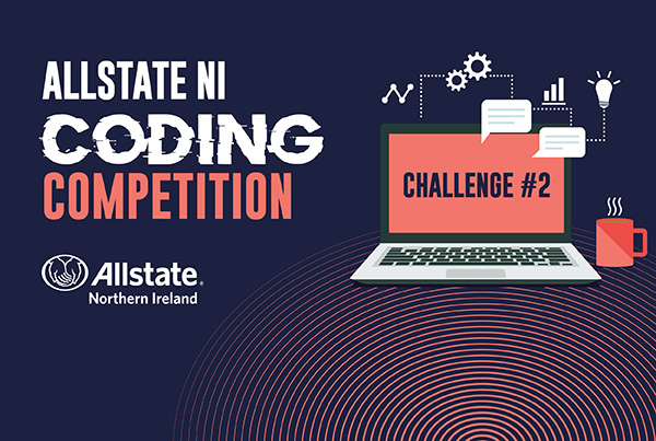 computer and cup of coffee - Allstate NI Coding competiton, challenge 2. 