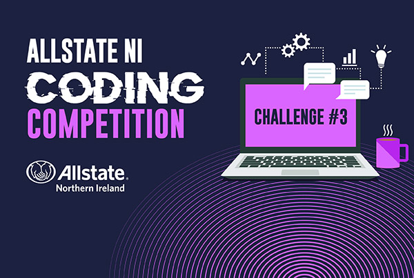 computer and cup of coffee - Allstate NI Coding competiton, challenge 3. 