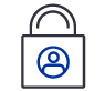 icon - illustration of a lock with a outline of a head on it. 