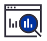 Icon - an illustration of chart being loocked at with a magnifier. 