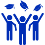 icon - illustration of a graduates throwing their hats in the air.