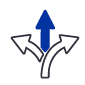 Icon - an illustration of three arrows point in different directions. 