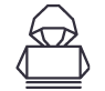 Icon - Illustration of a person wearing a hooded jacket working on a computer.  