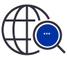 icon of a world and magnifying glass. 