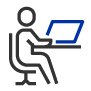 icon - illustration of a person working at their desk.