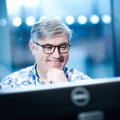 Man working at his desk. 