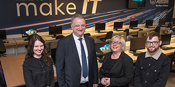 Allstate NI employees stand in the new computing lab.